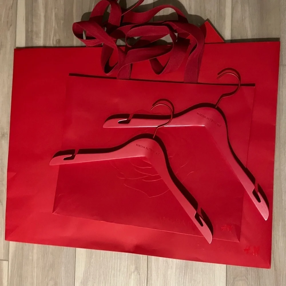 H&M x Magda Butrym Red Large &Medium Shopping Bags & 2 Hangers